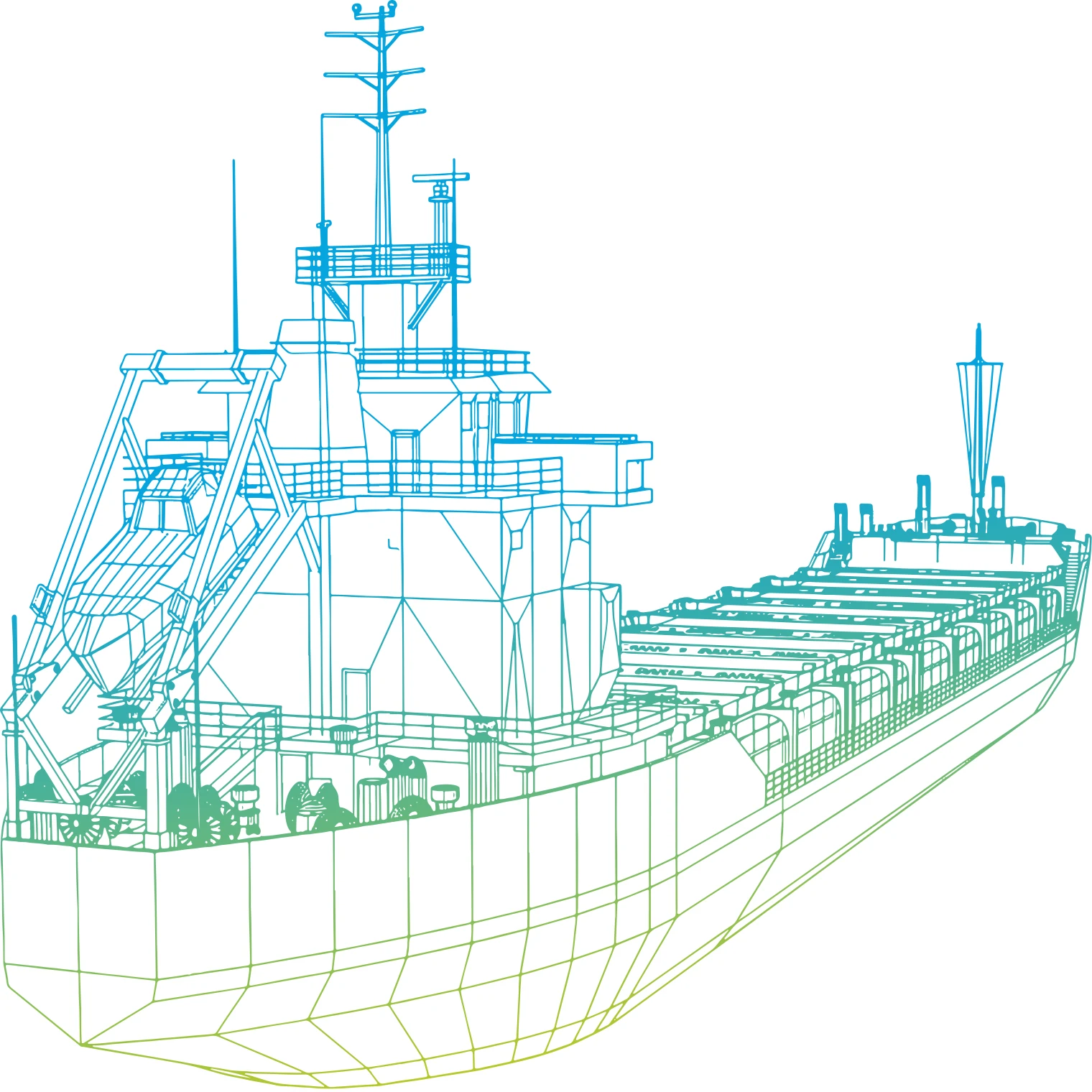 Wireframe illustration of a Gulf Energy oil tanker